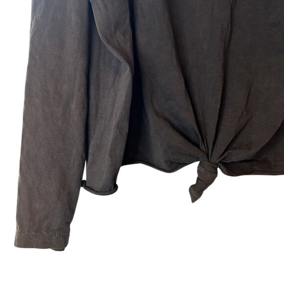 Rebellious One Ladies Charcoal Gray Twist Front Quarter Button Up Top, Size 3X - Picture 5 of 5